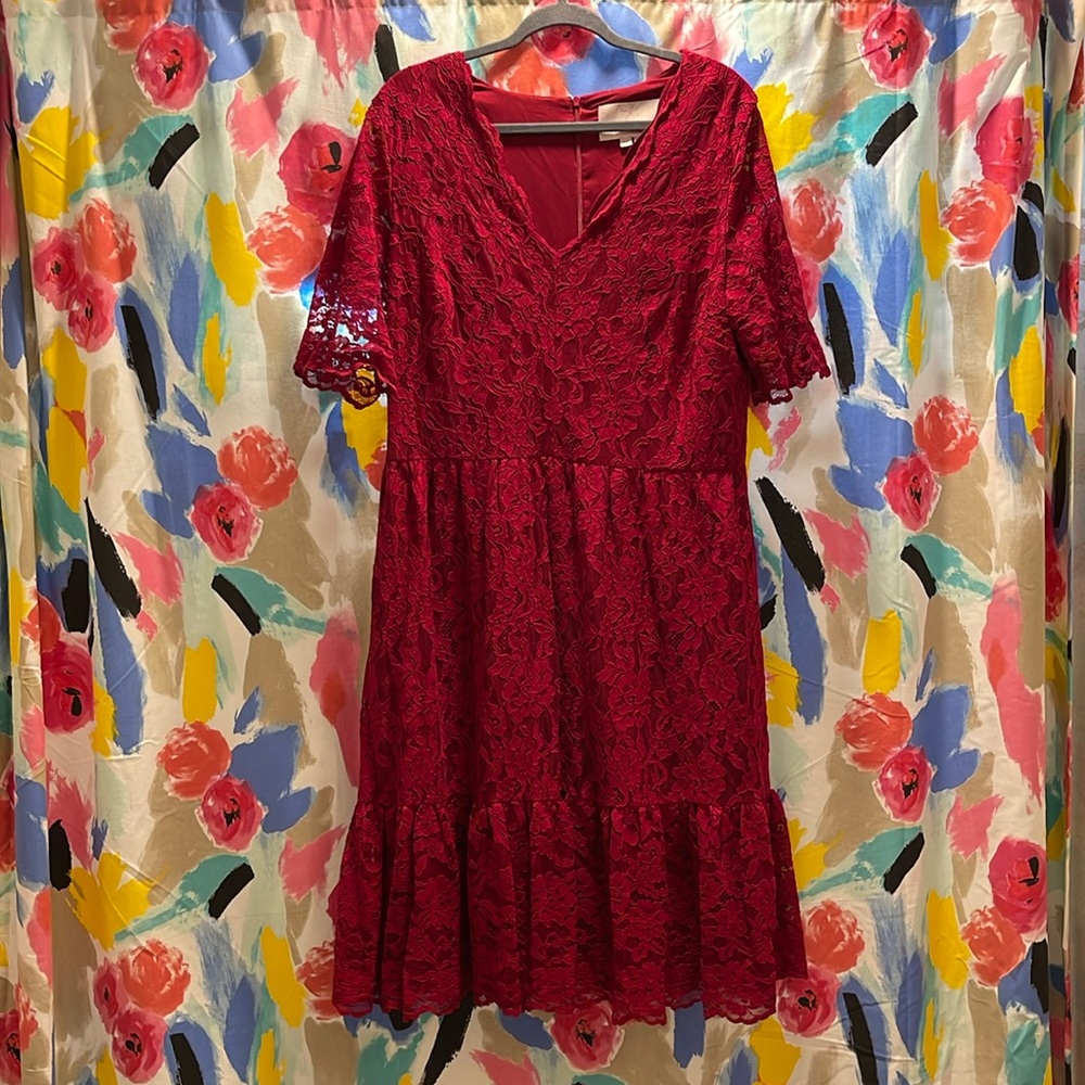 Gal Meets Glam Red Lace Dress Size 18